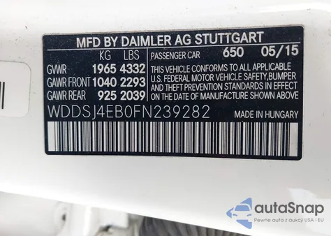 2015 Mercedes-Benz Cla 250 из США, поврежденный, VIN WDDSJ4EB0FN239282